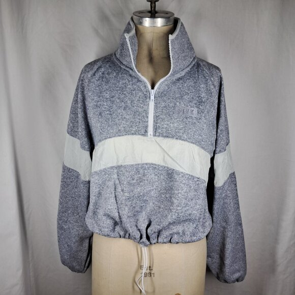 Victoria's Secret Pink Cropped Pullover Drawstring Fleece Small Heather Gray - Picture 2 of 11